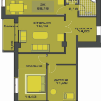 3-кімнатна квартира  